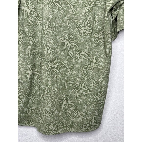 Vtg Columbia Button Front Shirt Men's Medium Silk Green Hawaiian Palm Leaves 90s - Picture 13 of 16